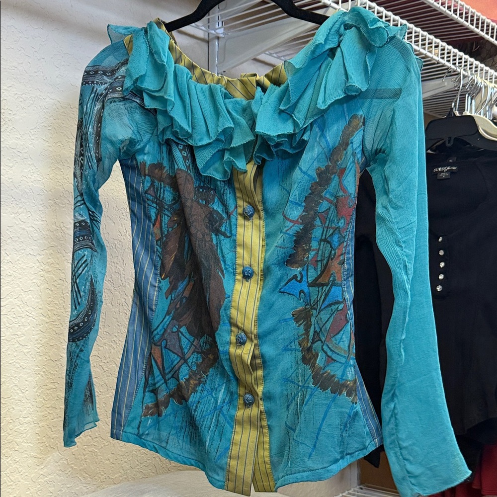 Save The Queen Multicolor Ruffled Blouse
